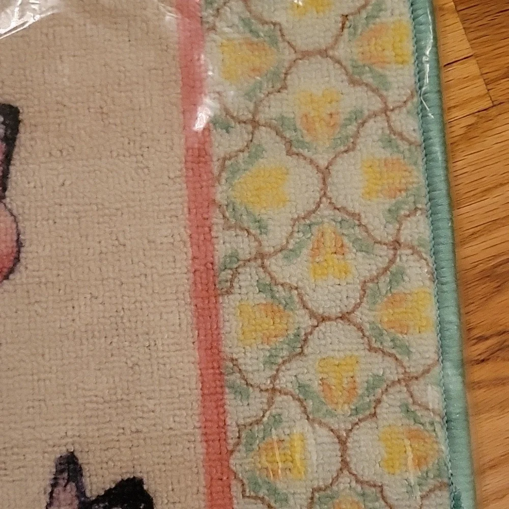 Welcome Friends Doormat - Cream and Brown And Blue And Yellow Flowers